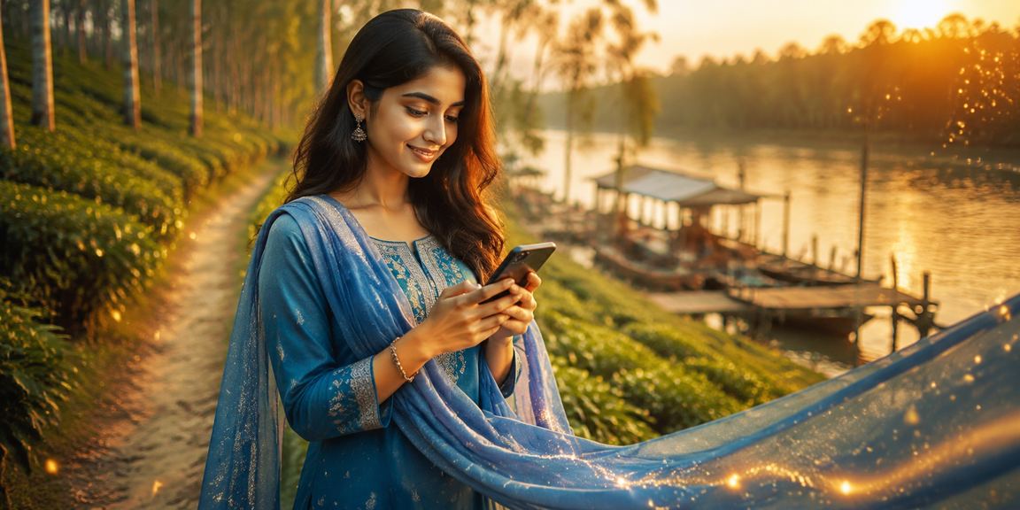 খুলনায় শাডিতে মোবাইলে jk44 ক্যাসিনো স্লট গেম খেলছেন একজন খেলোয়াড়