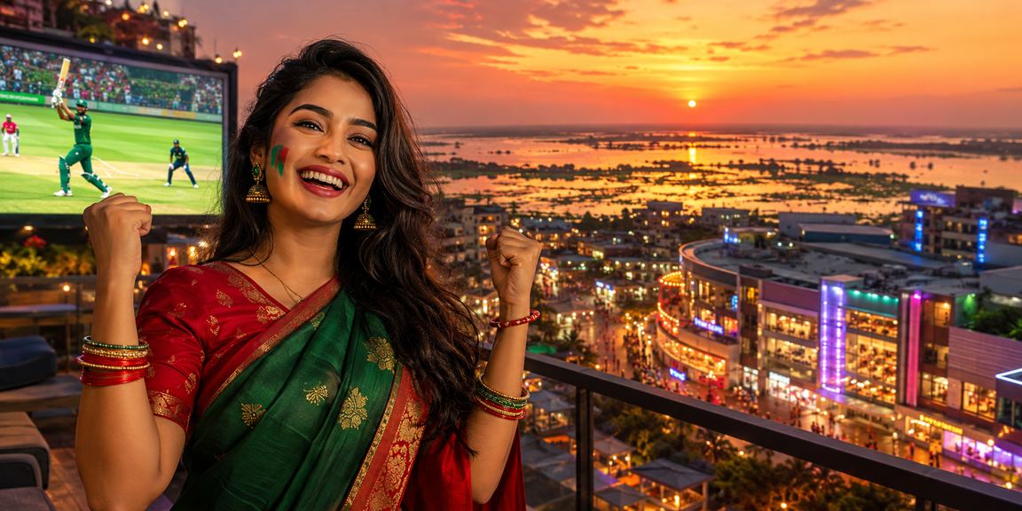 তাঙ্গুয়ার হাওরের পাশে ক্রিকেট বেটিং নিয়ন সাইন বাংলাদেশ